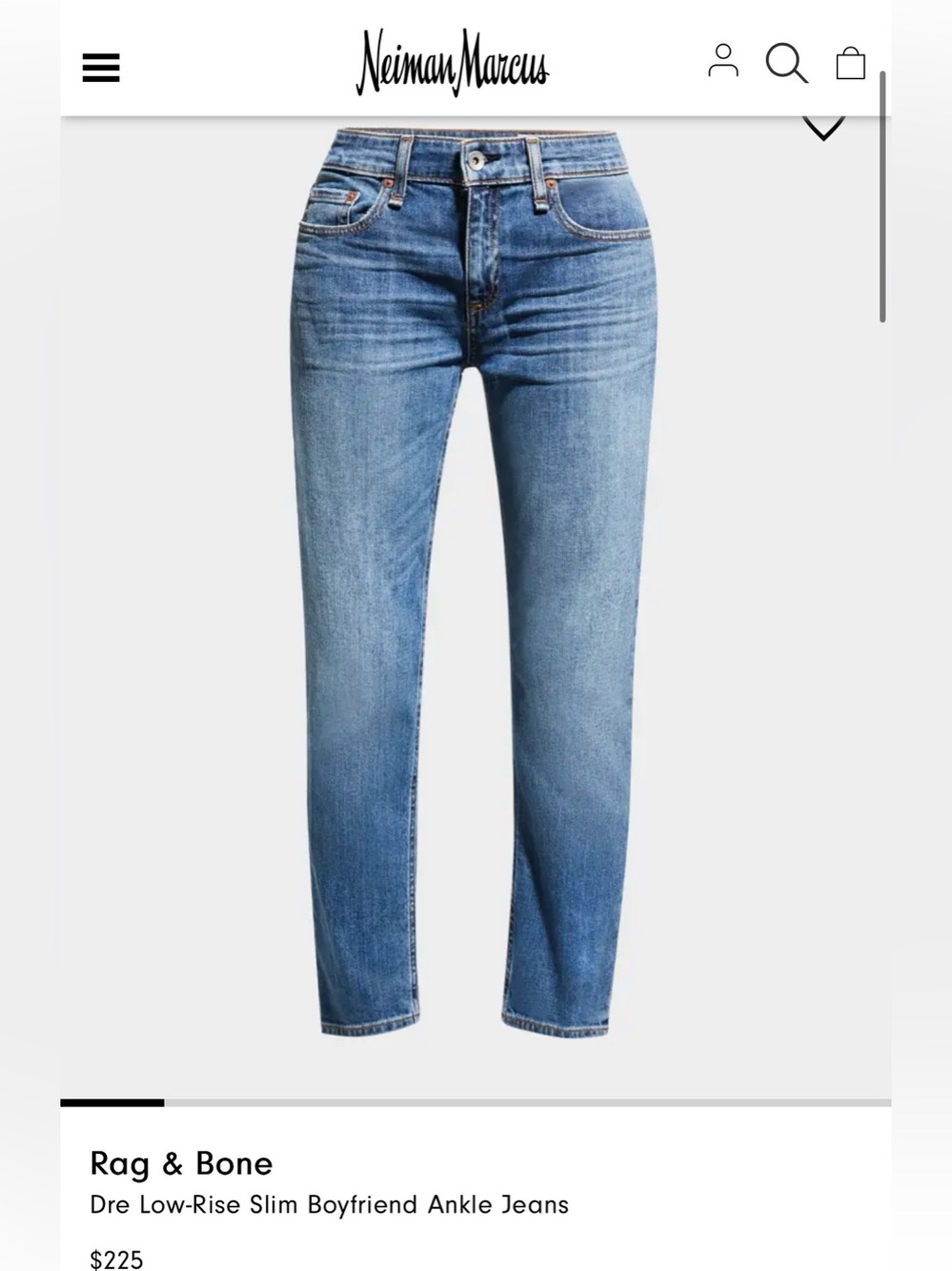 rag & bone Dre Low-Rise Ankle Slim Boyfriend Jeans in Medium Blue Wash